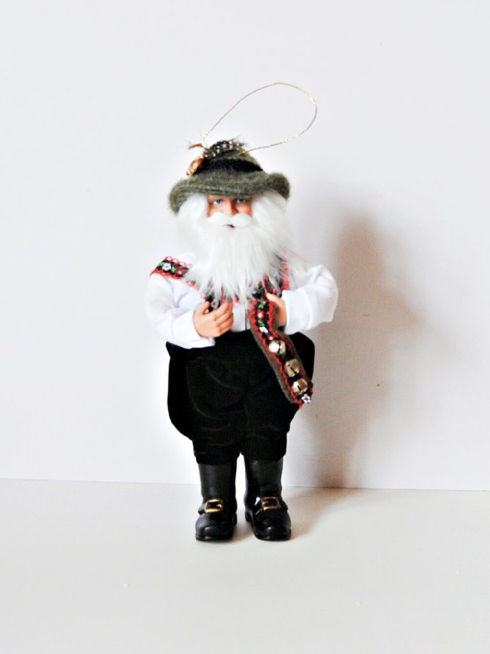 Christmas German  Bavarian Santa Claus with bells ornament  9" Vintage?